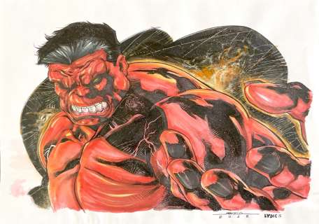 2016 Marvel Masterpieces Sketch RED HULK by Racimo😍😍💕 | eBay