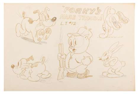 A "Porky’s Hare Hunt" Studio Model Sheet. | Van Eaton Galleries