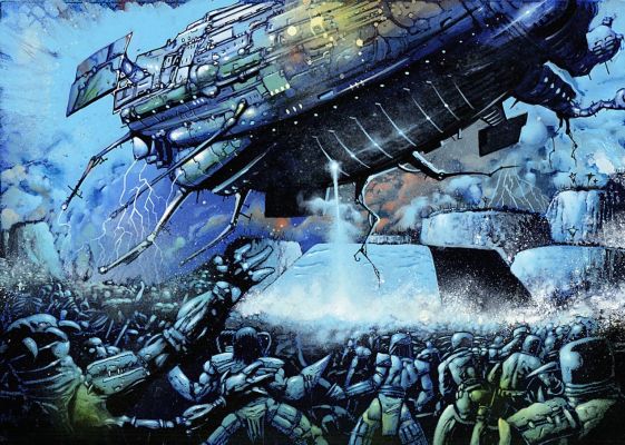 Lot 35 - Simon Bisley & Kevin Eastman – The Melting Pot #2, Pages 10–11 / Graphic Novel Pages 58–59 Double-Page Splash Original Art, 1994 | Oberon Auctions