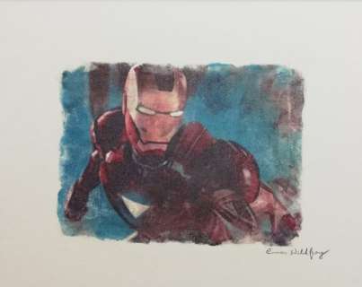 IRON MAN 40x50cm - Emma Wildfang Oil pastels on an artist cardboard - First edition | Catawiki
