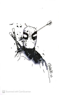 Chris Bachalo | Priced Reduced: Chris Bachalo - Deadpool Remarque 7" By 10.5" | ComicArtFans Classifieds