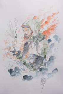 Original illustr. - Spacegirl with fairy - tecnica mista cm 35x50 - Page volante (2017) | Catawiki