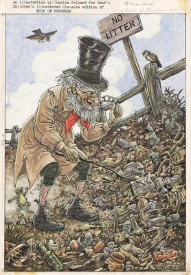 Lot 52 - Charles Folkard, (1878-1963), "I sometimes search the grassy knolls for wheels of hansom-cabs ..." 1956. | Swann Galleries