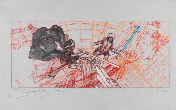 Lot 544 - Bianchi Simone - "Star Wars - The Empire Strikes Back: Darth Vader vs Luke Skywalker", 2021
