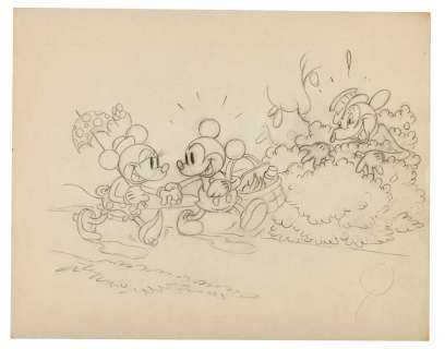 MICKEY & MINNIE MOUSE "MICKEY’S RIVAL" PUBLICITY ORIGINAL ART BY TOM WOOD. | Hake’s