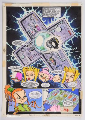 Lot 187 - Jason Brashill 2000 AD Prog #1064 Space Girls Colour Story Pages Signed (Fleetway, 1997) Total 6