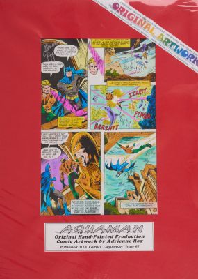 Lot 298 - Adrienne Roy Original Hand Painted Artwork Aquaman/Superman/Trouble With Girls Total 4