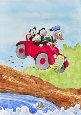 Donald Duck and nephews in the 313 car original painting | eBay US (Buy It Now)