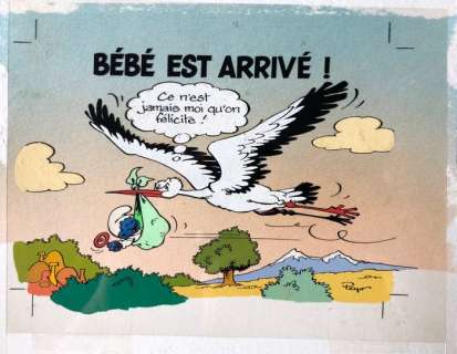 Studios Peyo - Mise en couleurs et calque - Les Schtroumpfs Ã  la plage (1991) | Catawiki