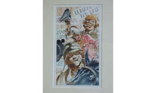 HERMANN. Gouache de couleurs sur papier pour un ex-libris . Format 27 | Tessier Sarrou