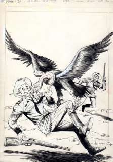 FRANCESCO GAMBA - Copertina per testata Yuma 20, editore Lug (Francia), con il Piccolo Ranger. Cm. 25,5 x 36,5. Anno di esecuzione 1964. Retrocolorata!