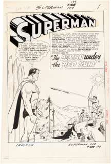SUPERMAN #184 COMIC BOOK SPLASH PAGE ORIGINAL ART BY AL PLASTINO. | Hake’s