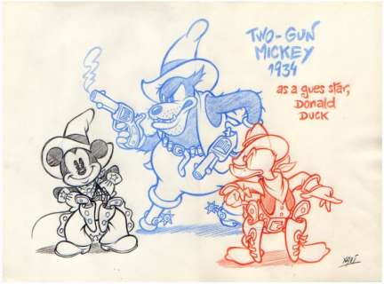 Xavi  (Xavier Vives Mateu) - Original drawing - Two-Gun MIckey 1934 - EO - (2018) | Catawiki