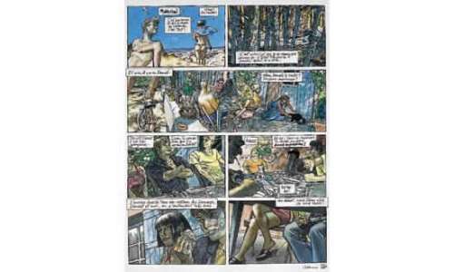 CABANES. Â«Bouquet de FlirtÂ».Gouache en couleurs sur papier pour la planche | Tessier Sarrou