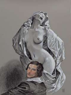 Manara | L’estasi di Teresa d’Avila Fusain et crayon de couleur sur papier | Millon