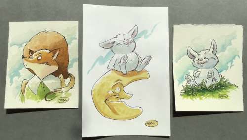 De Cape et de Crocs  - Ensemble de 3 Illustrations couleurs  dont deux sur papier Parchemin Épais Â«Â A la CuveÂ Â» (2018) | Catawiki