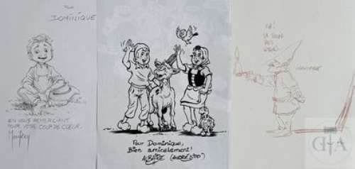 Sipp/Monfery/Li-An. Trio de dessins dedicaces. TBE+. Format… | Dagoty