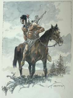 Comanche - Illustration originale en couleurs directes - Indien sur cheval | Catawiki