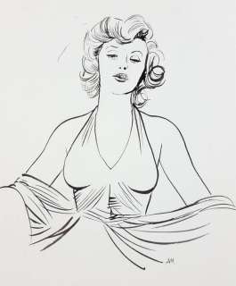 Attilio Micheluzzi - illustrazione originale "Marilyn Monroe" - Page volante - (1985) | Catawiki