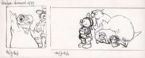 Dulieu, Jean (Oort, Jan van)  - Originele tekening - Paulus de Boskabouter - Paulus, Salomo, Oehoeboeroe + een betoverde Eucalypta - (1979) | Catawiki