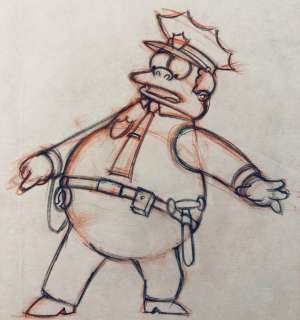 The Simpsons - RARE : Chief Wiggum - Original Animation Drawing - Matt Groening EP20/S06 - EO - (1994) | Catawiki
