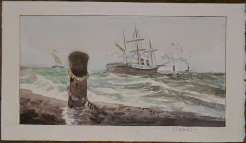Etude - Aquarelle originale - marine | Catawiki