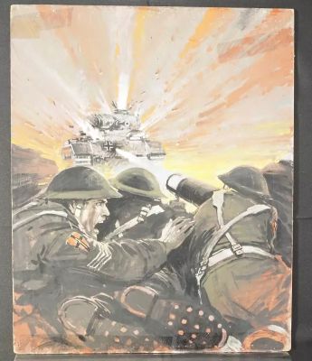 Lot 86 - WAR PICTURE LIBRARY - original colour comic cover art, gouache on board for #872 August 1973 ’Marked | Excalibur Auctions