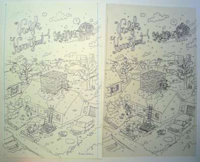 Cromheecke, Luc - Originele tekening + potloodschets - Kerstkaart Roboboy | Catawiki