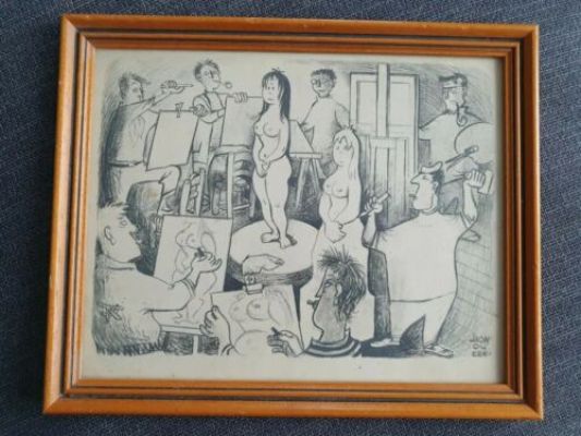 Dibujo Original HUMORÍSTICO/Marc Moallic /1953 "Taller De Bellas Artes" | eBay Europe (Buy It Now)
