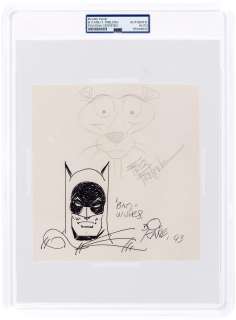 BATMAN BY BOB KANE & PINK PANTHER BY FRIZ FRELENG ORIGINAL ART JAM PSA/DNA CERTIFIED. | Hake’s