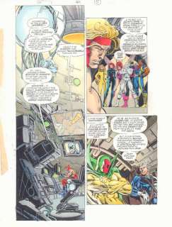 John Kalisz, Mike Deodato Jr., Tom Palmer | Avengers #401 P.5 Color Guide Art - Giant-Man, Vision, Quicksilver, Hawkeye, Bishop, Hawkeye, & Others - 1996 | Anthony’s Comic Book Art