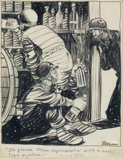 (CARTOON) BILL MAULDIN. "It‘s plasma. We‘re experimentin‘ with a new type injection."