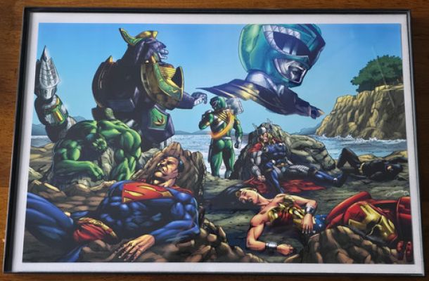 Power Rangers Green Ranger vs Avengers & Justice League by Geebo Vigonte Framed | eBay US (Buy It Now)