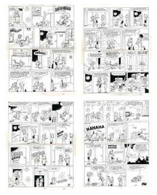 Lot 645 - Macherot. 4 planches originales Mirliton | BDEnchères