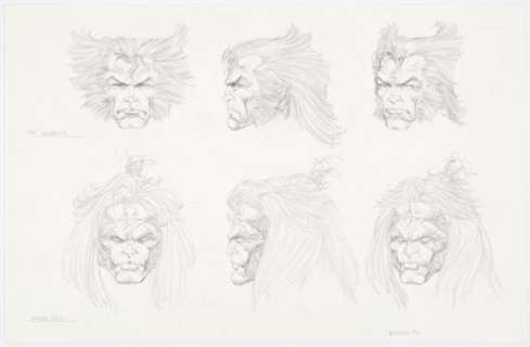 Bart Sears - Wolverine and Omega Red Headshot Reference Illustrations Original Art (Marvel/1992)....