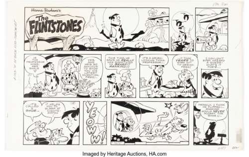 Hazelton, Gene | Gene Hazelton Flintstones Sunday Comic Strip Original Art dated 1-27-1974 (McNaught, 1974).... | Heritage