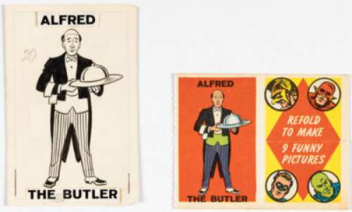 Wood, Wally - Wally Wood - Alfred Pennyworth Comic Book Foldees Illustration Original Art (Topps, 1966)....