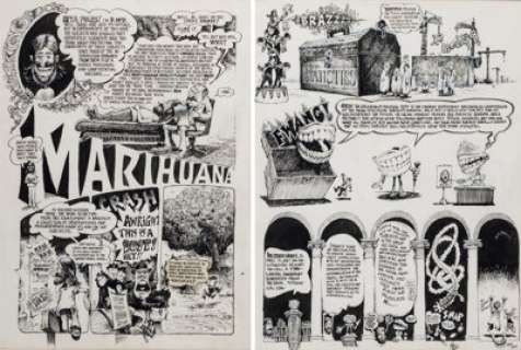 Sheridan, Dave - Dave Sheridan Mother‘s Oats Comix #3 Partial Story Original Art Pages 1-2 in 1 Frame (Rip Off Press, 1976-77)....