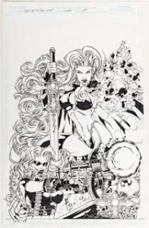 Batista, Adriano - Adriano Batista and Cleber Sales Lady Death / Bad Kitty #1 Cover Original Art (Chaos!, 2001)....