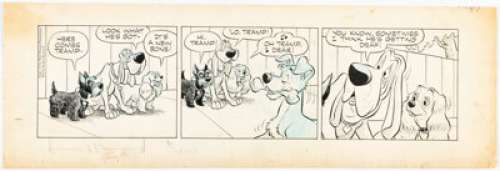 Dick Moores Lady and the Tramp Daily Prototype Comic Strip Original Art (Walt Disney, 1954).