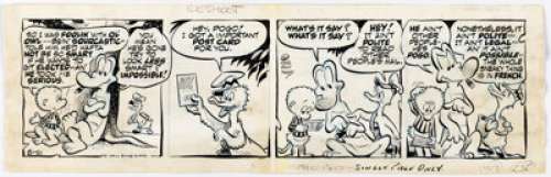 Walt Kelly Pogo Daily Comic Strip Original Art dated 8-21-58 (Hall Syndicate, 1958). | Heritage