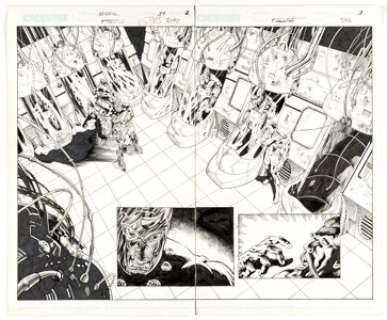 Fabrizio Fiorentino, Don Hillsman II, and Jay Leisten Sigil #34 Double Page Spread 2-3 Original Art (Crossgen, 2003).