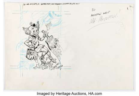 Howard Post, Joe Orlando, and Steve Stiles 1992 DC Comics Cosmic Cards #30 Mr. Mxyztplk Illustration Original Art (Impel, 1992).