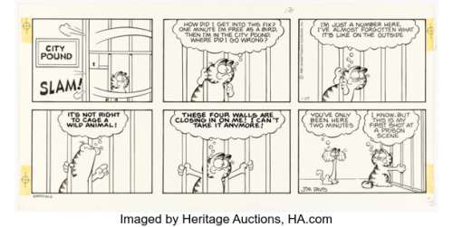 Jim Davis Garfield Sunday Comic Strip Original Art dated 1-25-81 (United Feature Syndicate, 1981). | Heritage