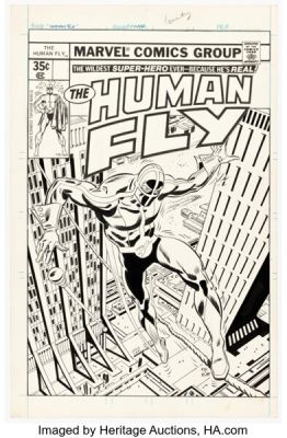 Frank Robbins and Bob McLeod The Human Fly Unpublished Cover Original Art (Marvel, c. 1978).
