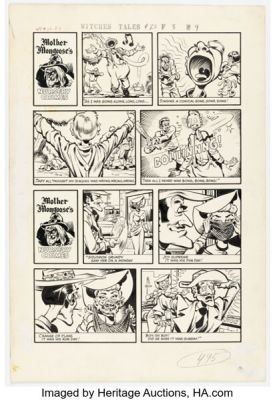 Howard Nostrand Witches Tales #23 Mother Mongoose’s Nursery Crimes Complete 1-Page Story Original Art (Harvey, 1954). | Heritage