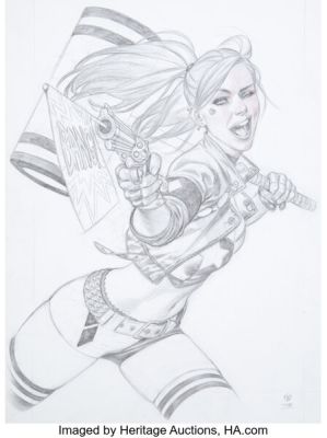 Julian Totino Tedesco Harley Quinn #57 Variant Cover Pencils Original Art (DC, 2019). (Total: 2 Original Art) | Heritage