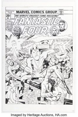 Angel Gabriele [Jack Kirby lightboxed] Fantastic Four #181 Cover Re-Creation Illustration Original Art (c. 2000s).