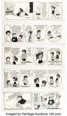 Morrie Turner Wee Pals Daily Comic Strips Original Art Group of 5 (United Features Syndicate, 1977-78). (Total: 5 Original Art)