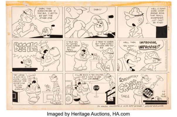 Mort Walker Beetle Bailey Sunday Comic Strip Original Art dated 10-5-69 (King Features Syndicate, 1969). | Heritage